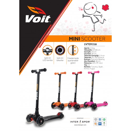 Voit 218 Işıklı 3 Teker Scooter Fuşya Voit 218 Işıklı 3 Teker Scooter Fuşya